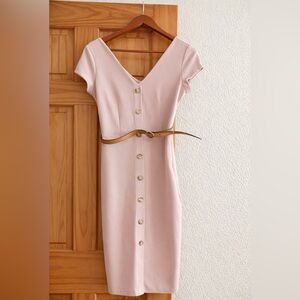 Express Blush Button-Front Midi Dress